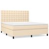 vidaXL Box spring postelja z vzmetnico krem 180x200 cm blago