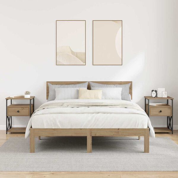 vidaXL Nočna omarica s predalom 2 pcs Umetni hrast 40 x 42 x 55 cm