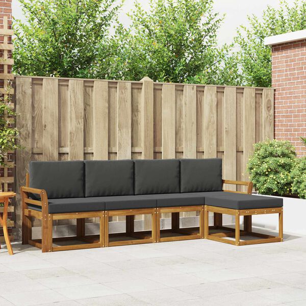 vidaXL Zunanja garnitura za sedenje 5 pcs Naravna in antracitna