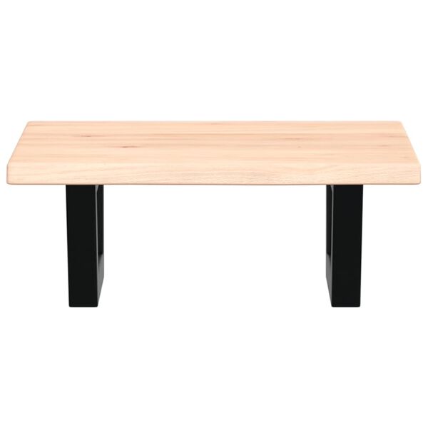 vidaXL Stenska polica za umivalnik jeklo in trdna hrastovina