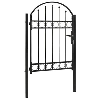 vidaXL Vrata za ograjo zaobljena jeklo 100x125 cm črna