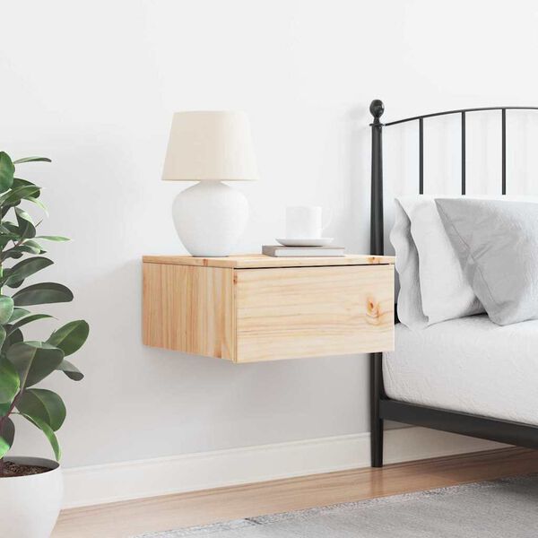 vidaXL Nočna omarica s predalom Rjava 37 x 35 x 18,5 cm Trdna borovina