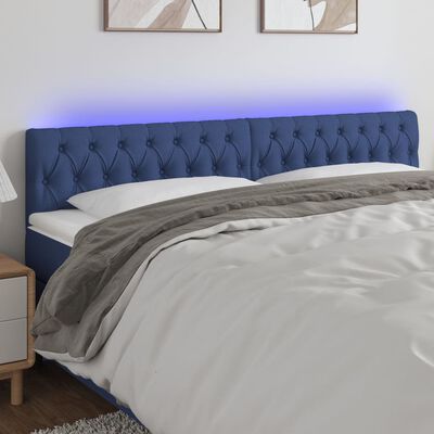 vidaXL LED posteljno vzglavje modro 180x7x78/88 cm blago