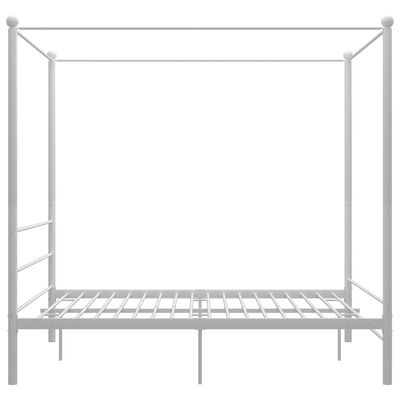 vidaXL Posteljni okvir z ogrodjem za baldahin bel kovinski 160x200 cm
