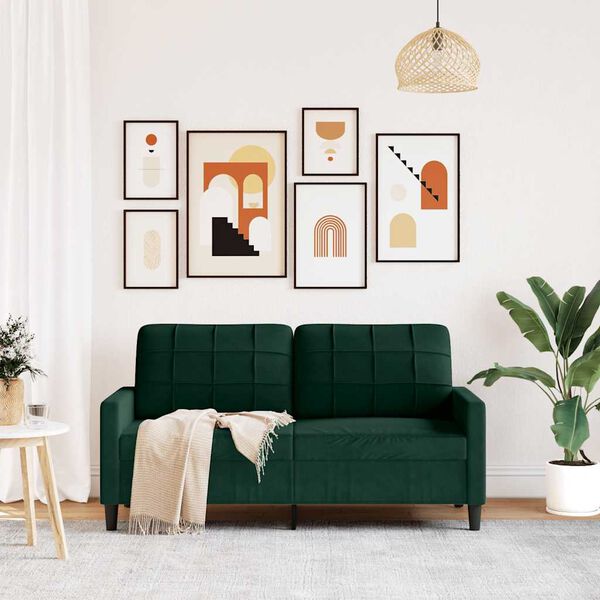 vidaXL Dvosed temno zelen 140 cm žamet