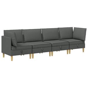 vidaXL Modularni kavč s shranjevanjem 4 pcs Temno siva Blago