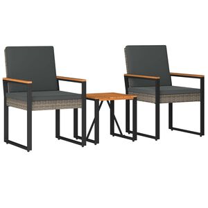 vidaXL Zunanji pohi&scaron;tveni set 3 pcs Siva in temno siva poli ratan