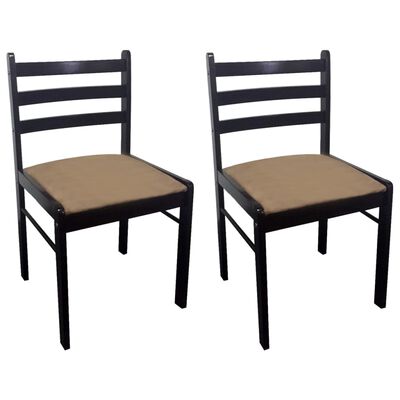 vidaXL Jedilni stoli 2 kosa rjavi iz trdnega kavčukovca in žameta
