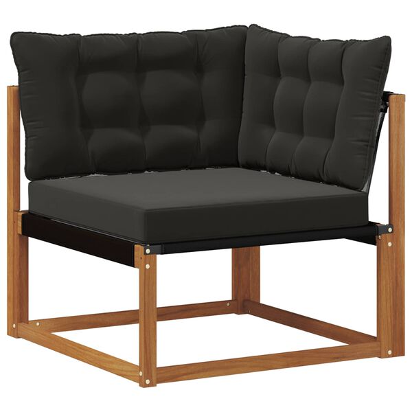 vidaXL Zunanja garnitura za sedenje z blazino 5 pcs Naravna in črna