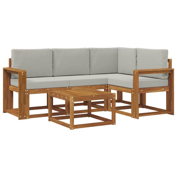 vidaXL Zunanja garnitura za sedenje 5 pcs Naravna in svetlo siva