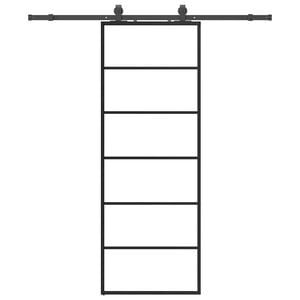 vidaXL Drsna vrata z opremo črna 76x205 cm ESG steklo