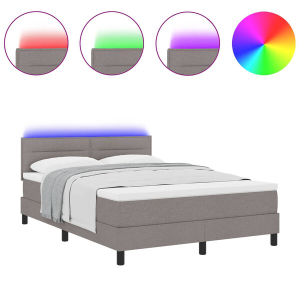 vidaXL Postelja z vzmetnico z vzmetnico Taupe 140 x 200 cm blago