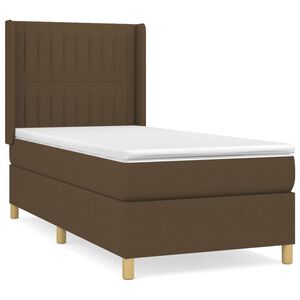 vidaXL Box spring postelja z vzmetnico temno rjava 90x200 cm blago
