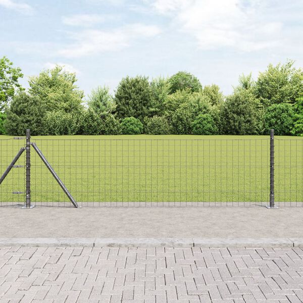 vidaXL Ograja s stebrom Siva 0,4 x 50 m Jeklo in PVC