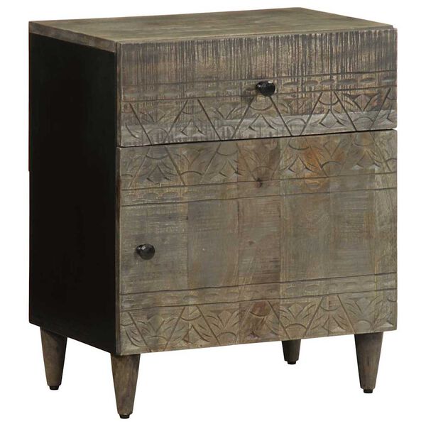 vidaXL nočna omarica svetlo siva 50x33x60 cm masivni les Mango