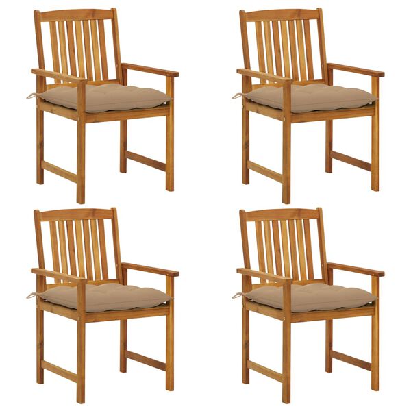 vidaXL Vrtni stoli z blazinami 4 kosi trden akacijev les