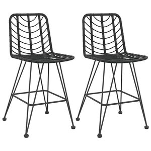 vidaXL Barski stolček 2 kosa črn 45x56x103,5 cm PE ratan in jeklo