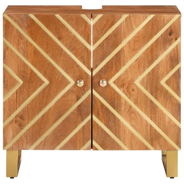 vidaXL Kopalni&scaron;ka omarica za umivalnik rjava in črna trden mangov les