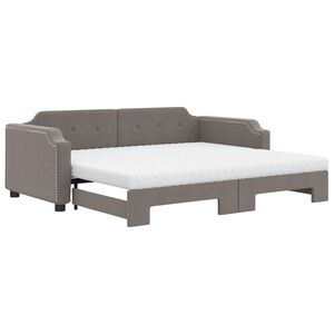 vidaXL Izvlečna dnevna postelja z vzmetnico taupe 80x200 cm blago