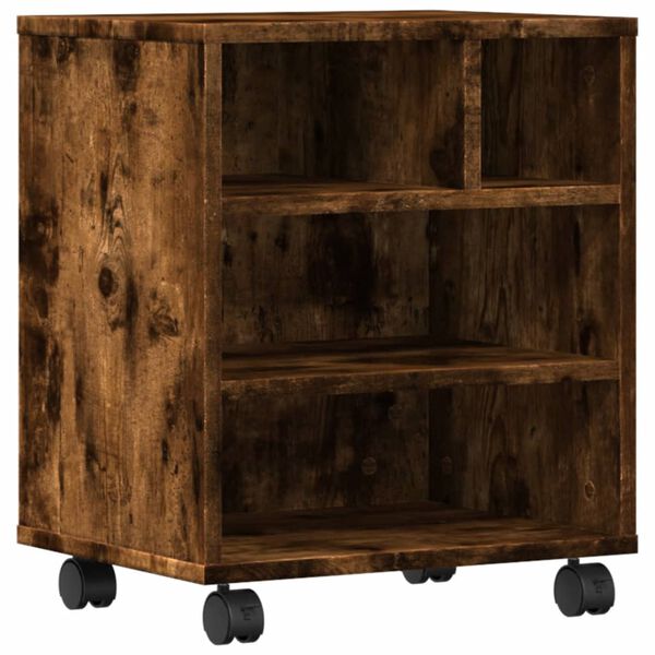 vidaXL Stojalo za tiskalnik s kolesi dimljeni hrast 41x32x48 cm