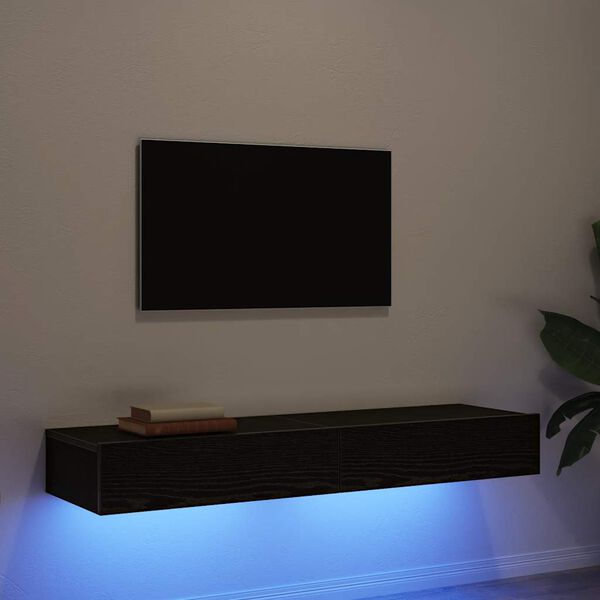 vidaXL TV omarice z LED lučkami 2 kosa črni hrast 60x35x15,5 cm