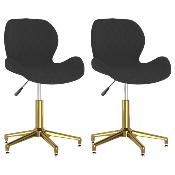 vidaXL Vrtljiv jedilni stol 2 kosa črn žamet