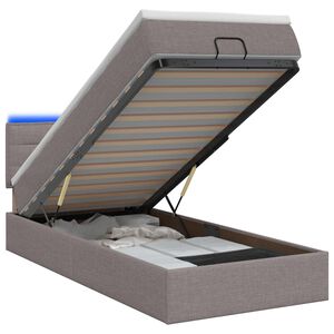 vidaXL Otomanska postelja z vzmetnico in LED Taupe 80 x 200 cm Blago