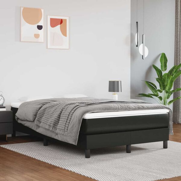 vidaXL Box spring postelja z vzmetnico črna 120x190 cm umetno usnje