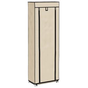 vidaXL Omarica za čevlje s pokrivalom krem 57x29x162 cm blago