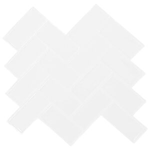 vidaXL Plo&scaron;čica ribje kosti 20 kos Bela 30 x 30 cm Poliuretan in PET