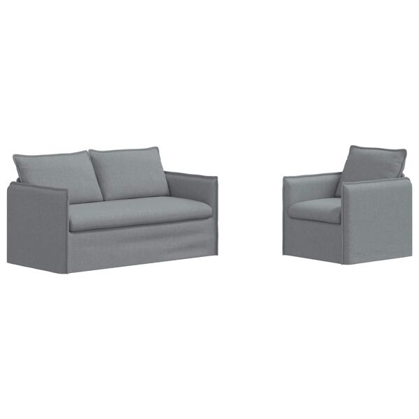 vidaXL Kavč 2 pcs Svetlo siva 196 x 82 x 85 cm blago