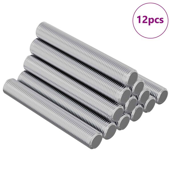 vidaXL Navojna palica 12 pcs srebrna 8 x 55 mm Jeklo
