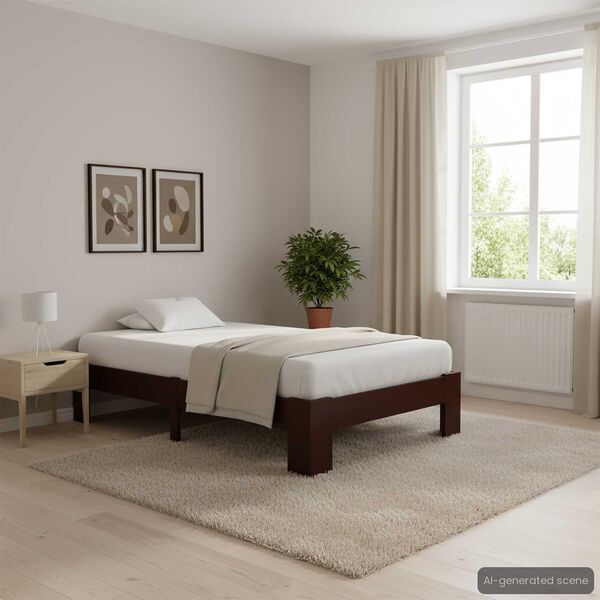 vidaXL Posteljni okvir temno rjav iz trdne borovine 100x200 cm