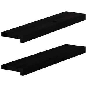 vidaXL Okenske police 2 kosa rjavo-črna 70x15x2 cm trdna hrastovina