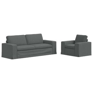 vidaXL Kavčna garnitura 2 pcs Temno siva 222 x 80 x 82 cm blago