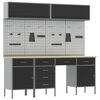 vidaXL Set delovnih omar s predalom s shranjevanjem 10 pcs Črna