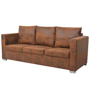 vidaXL Kavč trosed 191x73x82 cm umetno semi&scaron; usnje