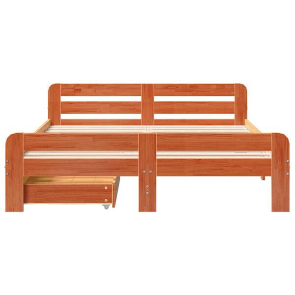 vidaXL Posteljni okvir brez vzmetnice vo&scaron;čeno rjav 140x190 cm borovina