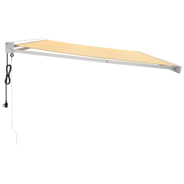 vidaXL Zložljiva tenda rumena in bela 5x3 m blago in aluminij