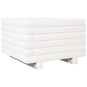 vidaXL Vrtno cvetlično korito belo 40x40x26,5 cm trdna borovina