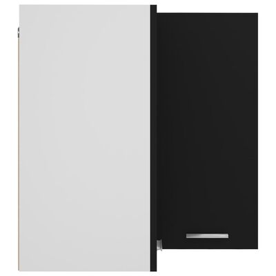 vidaXL Viseča kotna omarica črna 57x57x60 cm iverna plošča
