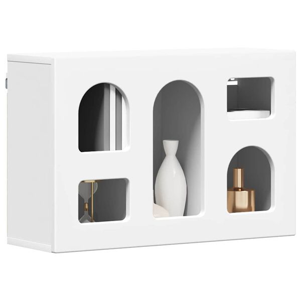 vidaXL Viseča omarica s polico Bela 60 x 20 x 40 cm Konstruiran les