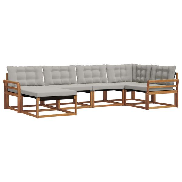 vidaXL Zunanja garnitura za sedenje 6 pcs Naravna in svetlo siva