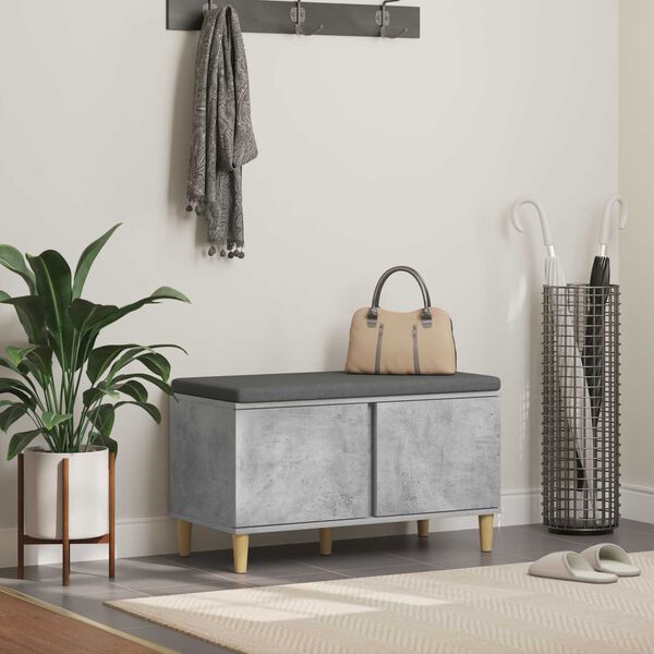 vidaXL Haldna klop z blazino z vrati Betonsko siva 80 x 38 x 46 cm