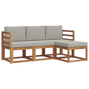 vidaXL Zunanja garnitura za sedenje 4 pcs Naravna in svetlo siva