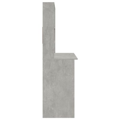 vidaXL Pisalna miza s policami betonsko siva 102x45x148 cm inž. les