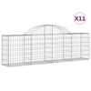 vidaXL Obokana gabionska ko&scaron;ara 11 kosov 200x30x60/80cm cinkano železo