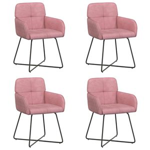 vidaXL Jedilni stoli 4 kos Žamet Roza 59 x 56,5 x 86 cm