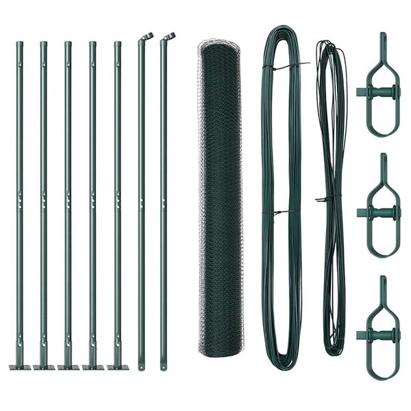 vidaXL Steber ograje. Zelena 10 x 0,8 m (25 mm mreža) Jeklo in PVC