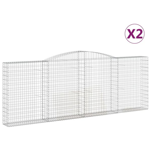 vidaXL Obokane gabion košare 2 kosa 400x30x140/160 cm pocinkano železo